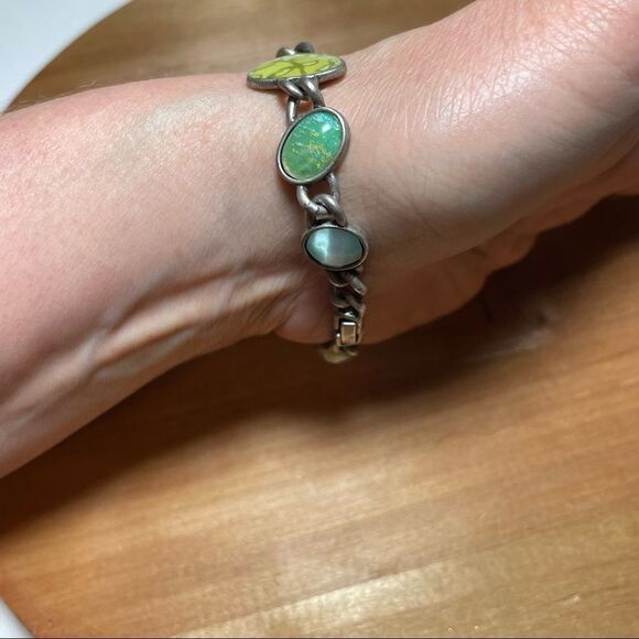 Pewter and green enamel bracelet - Picture 4 of 12